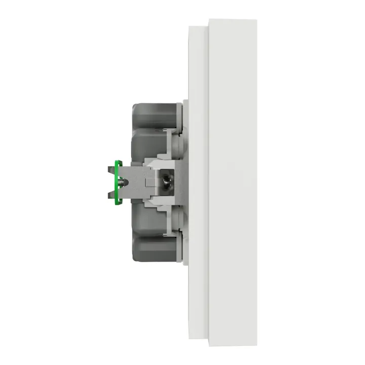 Odace - double prise de courant 2P+T avec plaque - install 1 poste - blanc craie