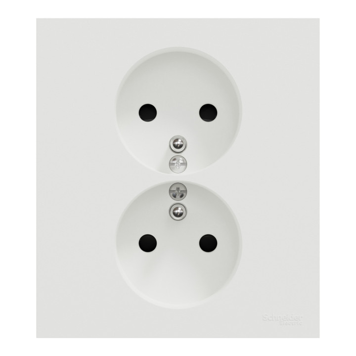 Odace - double prise de courant 2P+T avec plaque - install 1 poste - blanc craie