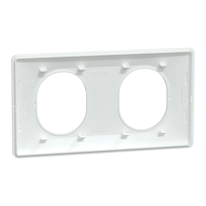 Ovalis - Plaque de finition - 2 postes Horizontal - entraxe 71 mm - Blanc