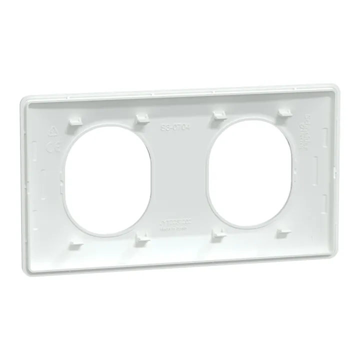 Ovalis - Plaque de finition - 2 postes Horizontal - entraxe 71 mm - Blanc