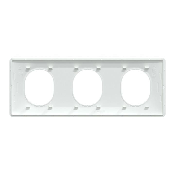 Ovalis - Plaque de finition - 3 postes Horizontal - entraxe 71 mm - Blanc