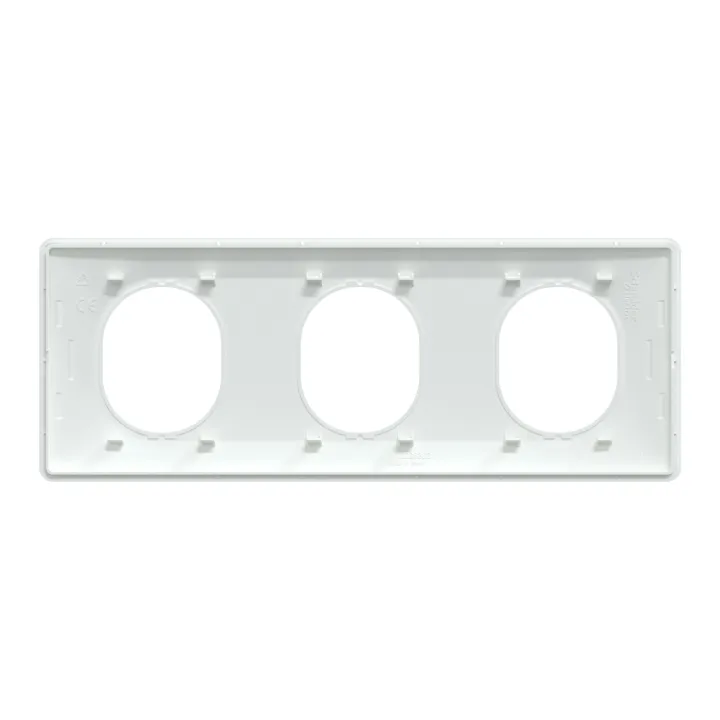 Ovalis - Plaque de finition - 3 postes Horizontal - entraxe 71 mm - Blanc