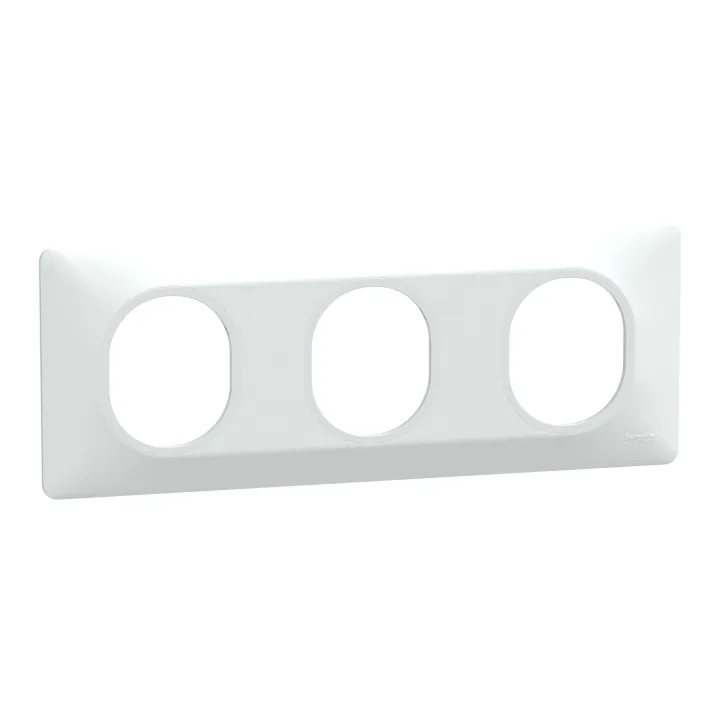 Ovalis - Plaque de finition - 3 postes Horizontal - entraxe 71 mm - Blanc