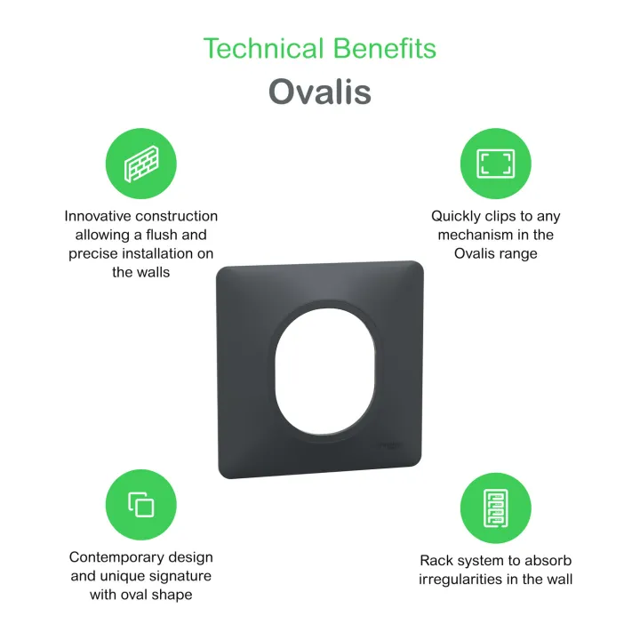 Ovalis - Plaque de finition - 3 postes Horizontal - entraxe 71 mm - Blanc