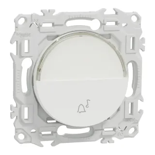 Odace - bouton-poussoir porte-étiquette - symbole carillon - blanc craie