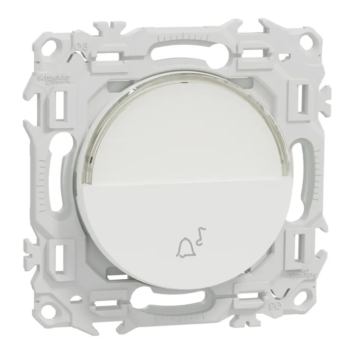 Odace - bouton-poussoir porte-étiquette - symbole carillon - blanc craie