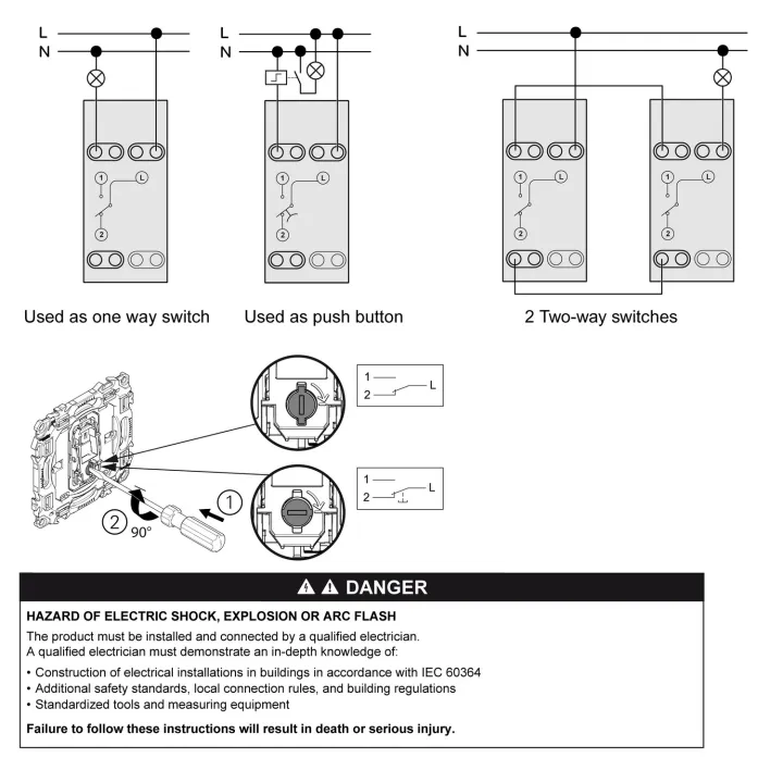Odace - bouton-poussoir porte-étiquette - symbole carillon - blanc craie