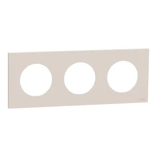 Odace - plaque de finition 3 postes - couleur Beige sable