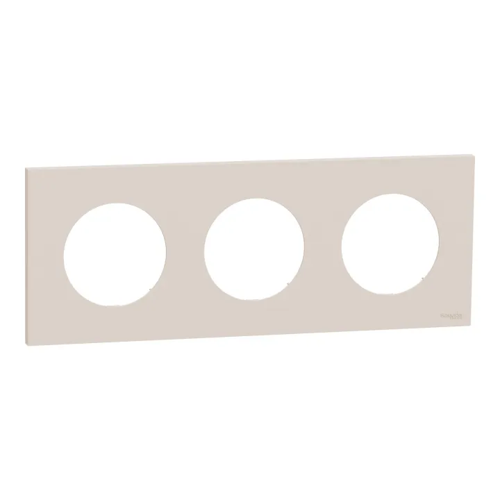 Odace - plaque de finition 3 postes - couleur Beige sable