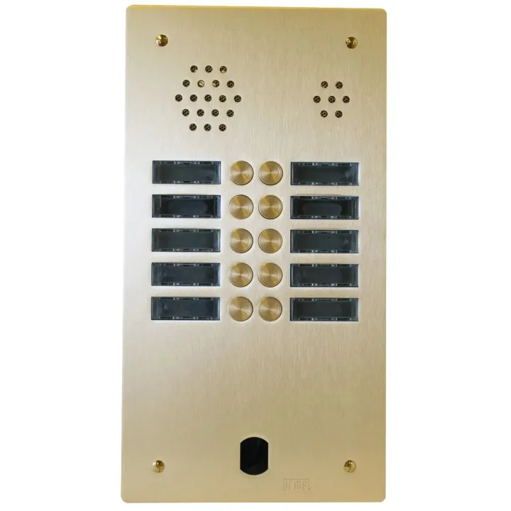 Plaque Audio Alu 2R 10Bp 2Voice Montée Champagne
