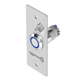 Bouton Poussoir Inox Bleu 19 Mm No+Nc 12V Dc Bornier À Vis