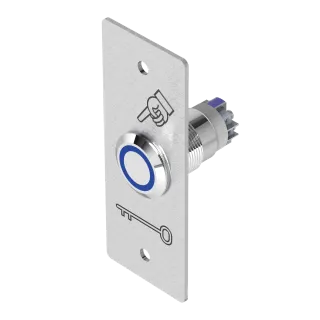 Bouton Poussoir Inox Bleu 19 Mm No+Nc 12V Dc Bornier À Vis