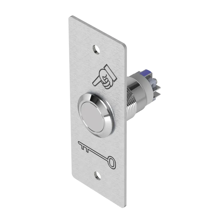 Bouton poussoir INOX bleu 19 mm NO+NC 12V DC bornier à vis