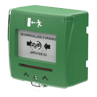 Déclencheur manuel vert 2 contacts + capot