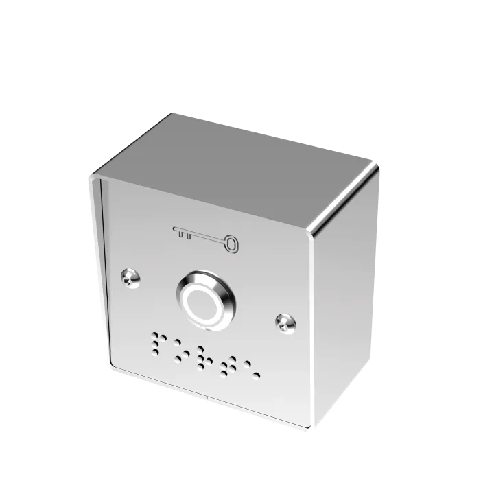 Bouton Poussoir Inox Blanc/Vert Avec Plaque Large-Braille, Buzzer, Temporisat
