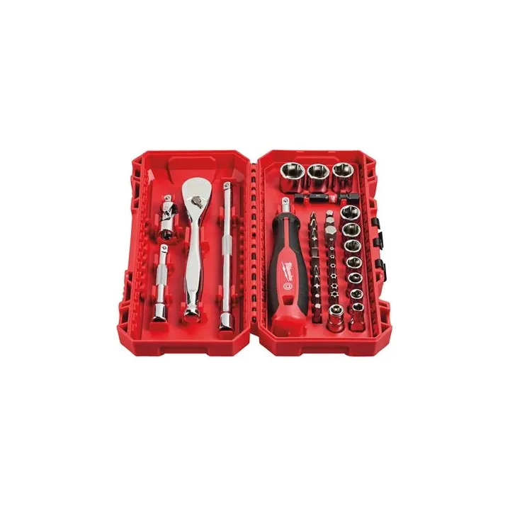 Coffret 38Pc Badge Et Douille À Cliquet 1/4 Compatible Packout