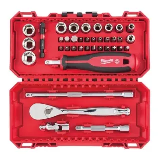 Coffret 38Pc Badge Et Douille À Cliquet 1/4 Compatible Packout