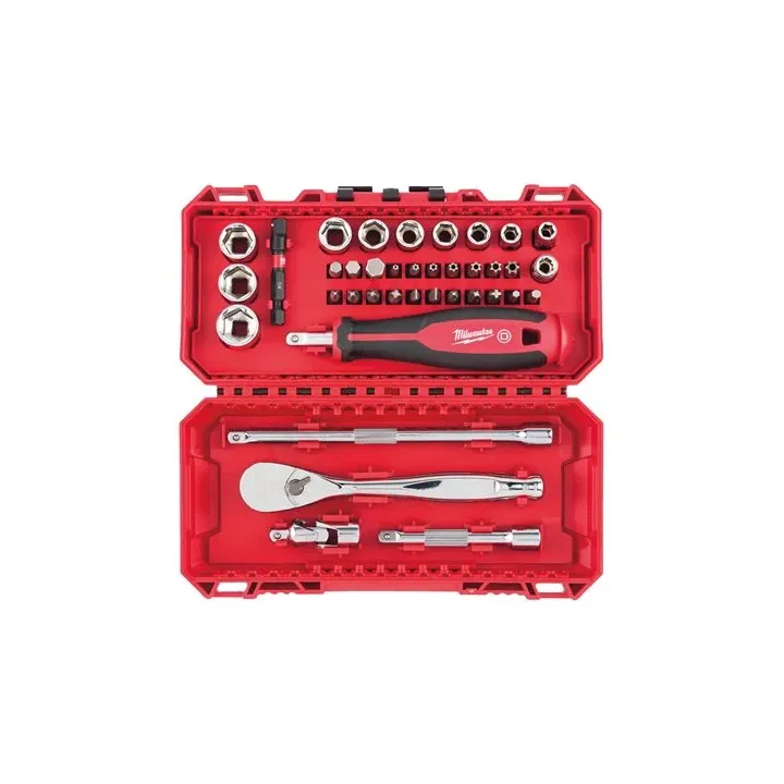 Coffret 38Pc Badge Et Douille À Cliquet 1/4 Compatible Packout