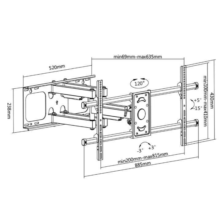 Support Pour Tv De 32" À 90" Avec 6 Articulation