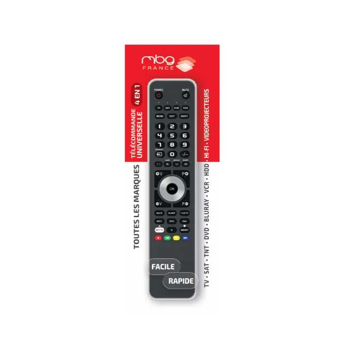 Télécommande Universel Noire+Câble Micro Usb Jusqu'À 4 Appareil