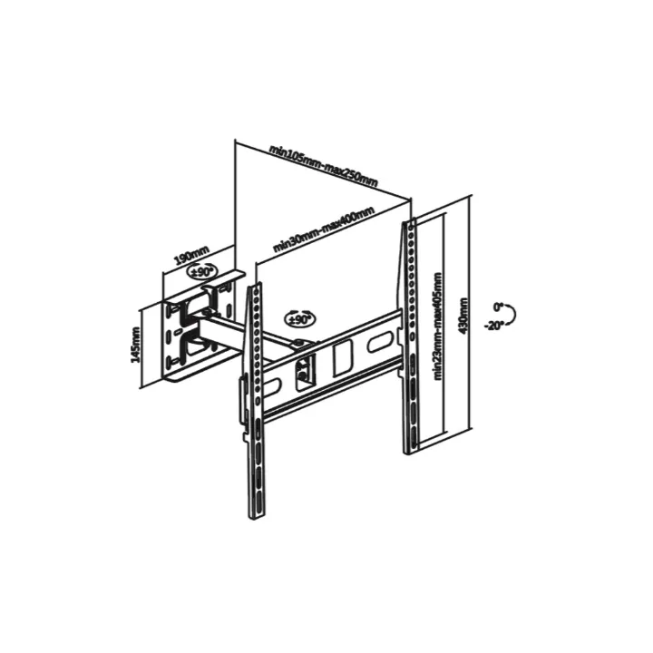 Support Pour Tv De 32" À 55" Avec 2 Articulationsde 82 À 140Cm