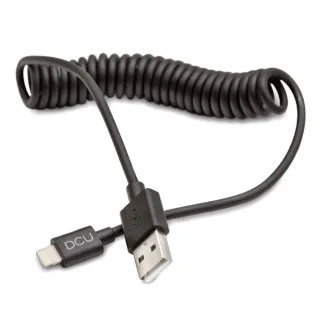 Câble spirale pour iPhone, iPad et iPod – Noir – 1,5m