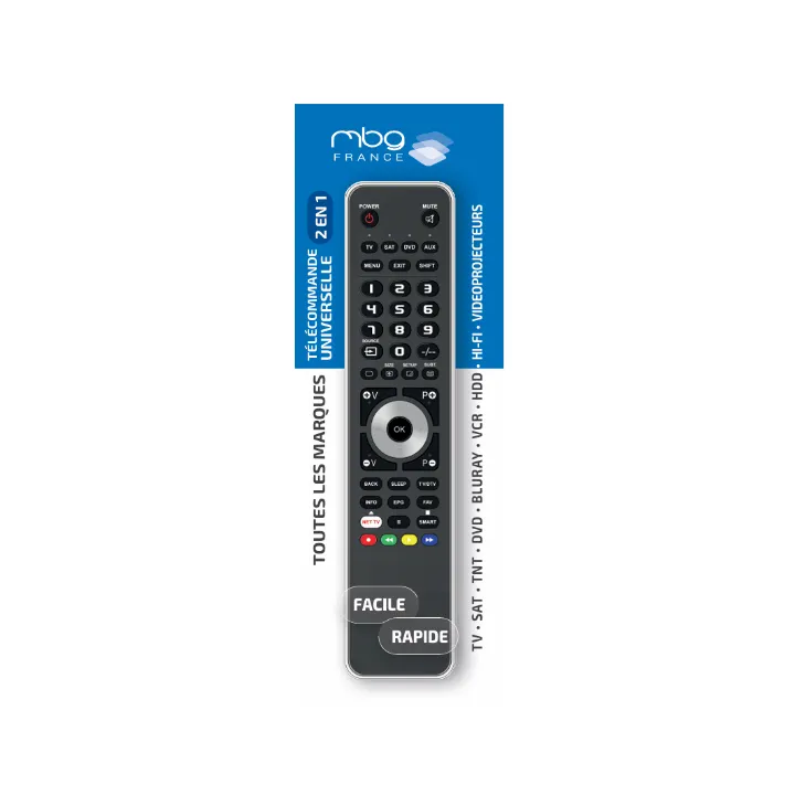 Télécommande universelle noire + câble USB noire pour 2 appareils