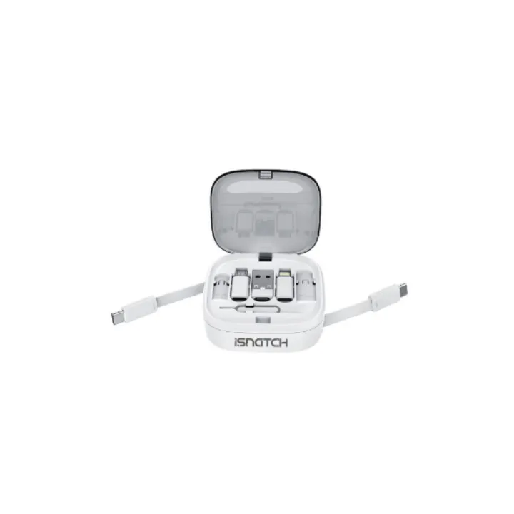 Adaptateur Usb-Usbc-Micro Usb-Mfi Lightning-Blanc + Emplacement Pour Stockage