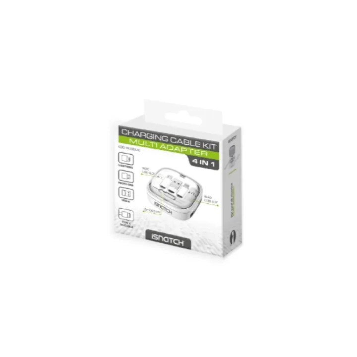 Adaptateur Usb-Usbc-Micro Usb-Mfi Lightning-Blanc + Emplacement Pour Stockage