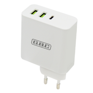 Prise secteur Blanche – 2 Usb et UsbC avec câble de 2m – 65W – Notebook