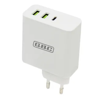 Prise secteur Blanche – 2 Usb et UsbC avec câble de 2m – 65W – Notebook