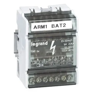 Répartiteur Monobloc 4P À Bornes 100A - 7 Connexions Par Barreau - 4 Modules Din