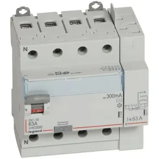 Interrupteur différentiel DX³-ID haut vis/haut auto 4P 400V~ 63A AC 300mA -5 mod