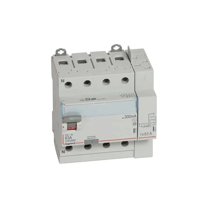 Interrupteur différentiel DX³-ID haut vis/haut auto 4P 400V~ 63A AC 300mA -5 mod