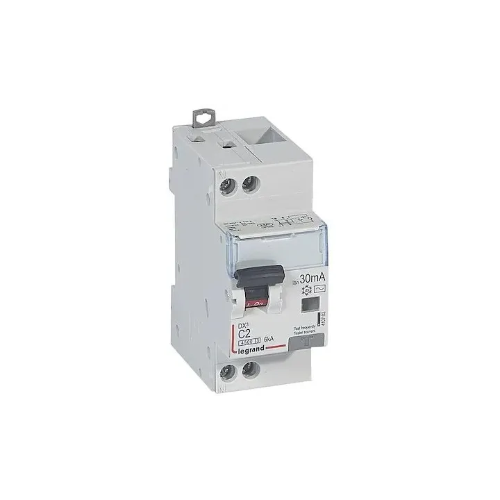 Disjoncteur diff DX³ 4500 -vis/vis -U+N 230V~ 2A - typeAC -30mA -courbe C - 2M