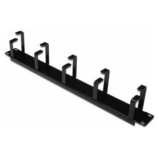 Guide Cordon 19" 1U 5 Anneau Métal Lyre Noir