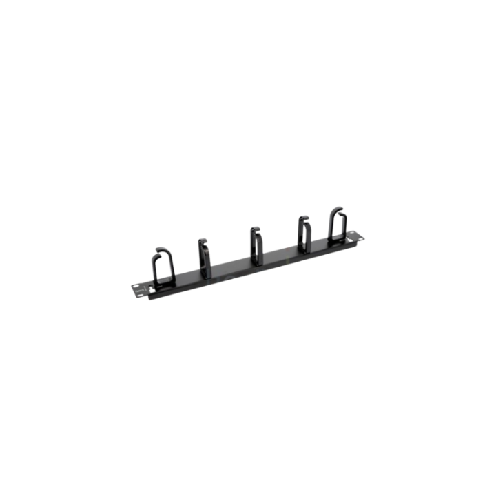 Guide Cordon 19" 1U 5 Anneau Métal Lyre Noir