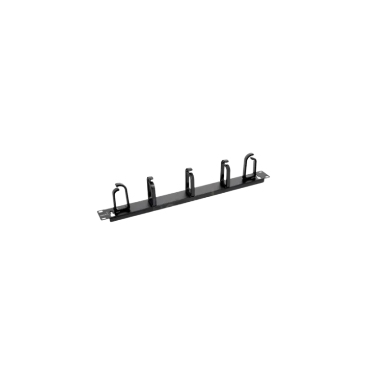 Guide Cordon 19" 1U 5 Anneau Métal Lyre Noir