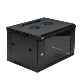 Coffret 19" Porte Vitrée 6U 600X450 Noir Monté
