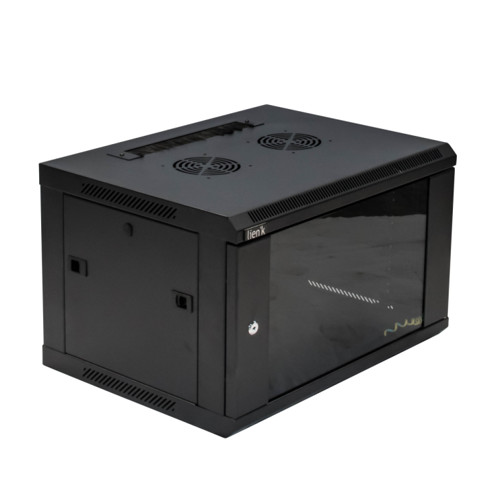 Coffret 19" Porte Vitrée 6U 600X450 Noir Monté