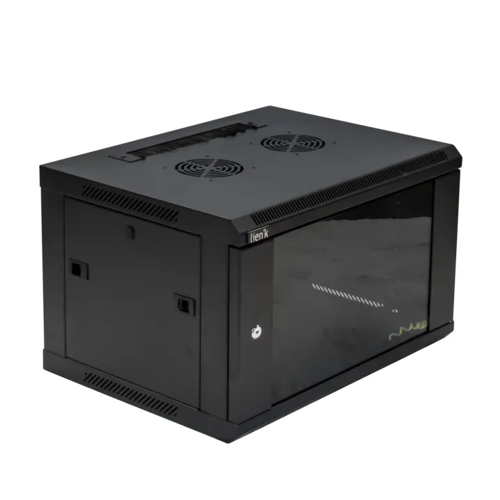 Coffret 19" Porte Vitrée 6U 600X450 Noir Monté