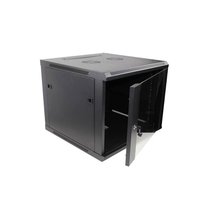 Coffret 19" Porte Vitrée 6U 600X450 Noir Monté