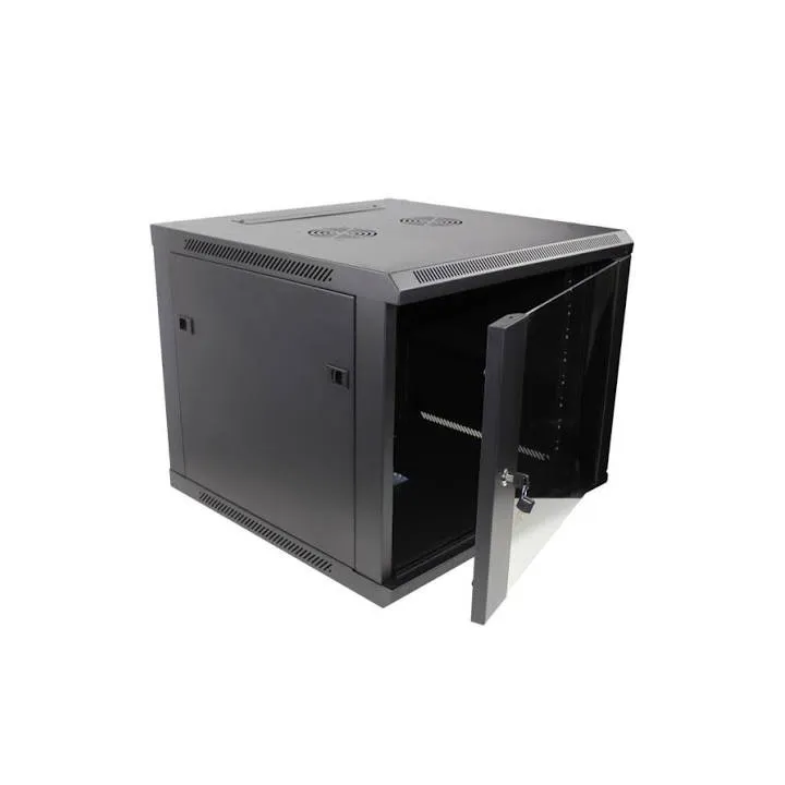 Coffret 19" Porte Vitrée 6U 600X450 Noir Monté