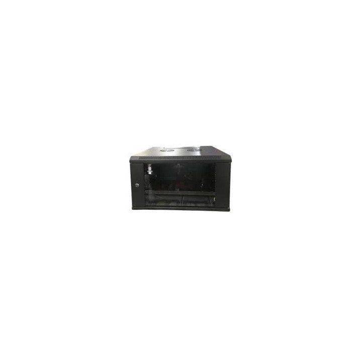 Coffret 19" Porte Vitrée 6U 600X450 Noir Monté