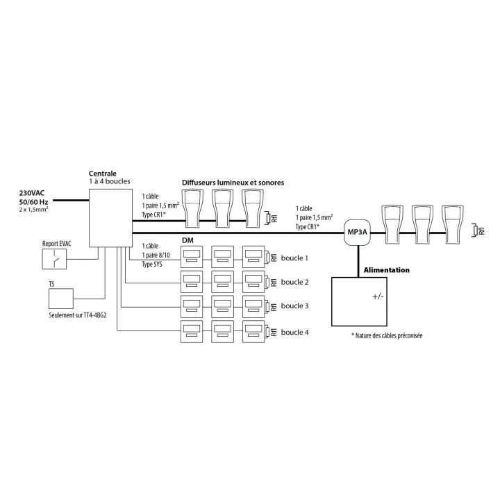 Centratype 4 Filaire-Tableau De Report Avec Batterie Pour Tt44B-G2
