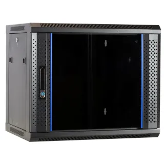 Coffret 19" Fixe 9U Profondeur 600 Noir Monté