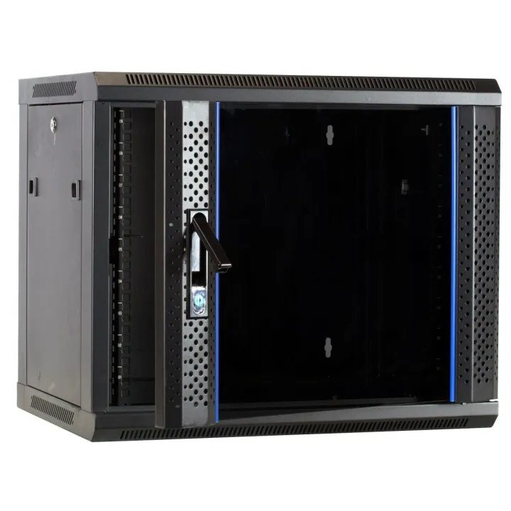 Coffret 19" Fixe 9U Profondeur 600 Noir Monté