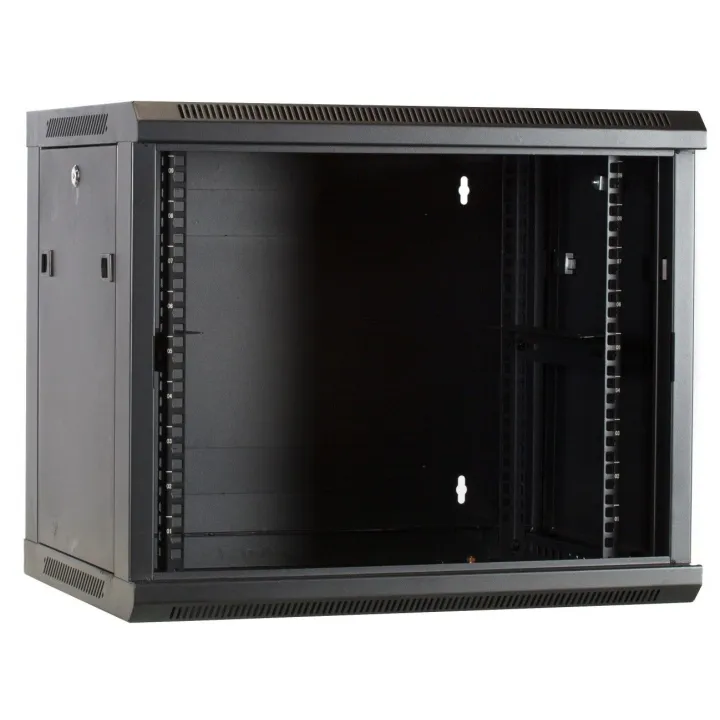 Coffret 19" Fixe 9U Profondeur 600 Noir Monté