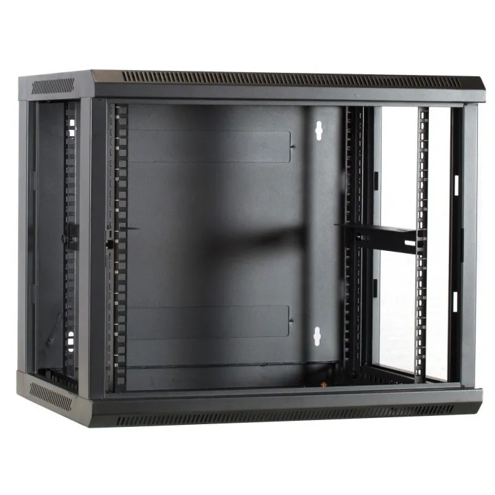 Coffret 19" Fixe 9U Profondeur 600 Noir Monté