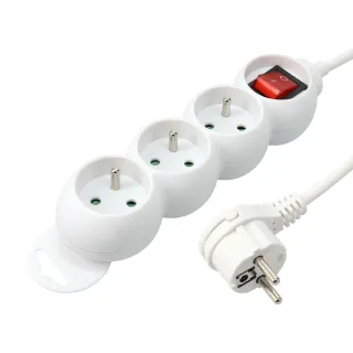 Bloc Multiprises-3 Prisesx 2 P+T -3X1Mm²-16A+Inter Lumineux Blanc